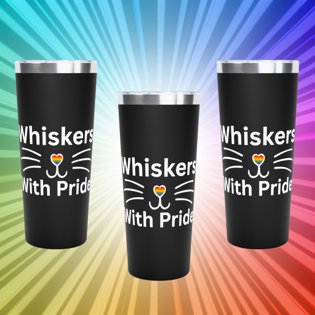 Cat Lover's Vacuum Insulated Tumbler, 22oz, Funny Pet Gift, Whiskers With Pride, Personalized Drinkware, Coffee Cup, Cat Mom Present