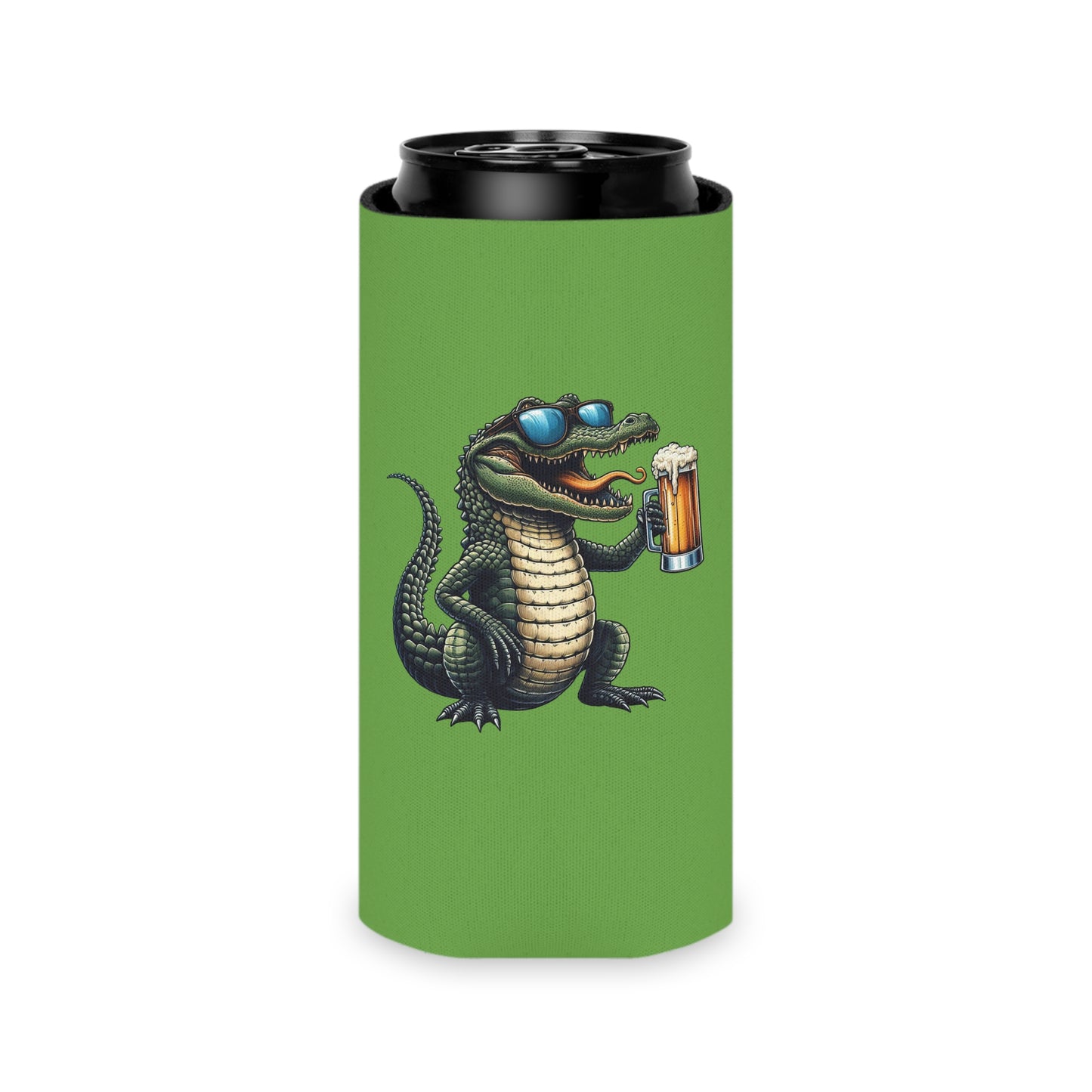 Can Cooler - Gator Drinking Beer for a Groovy Party
