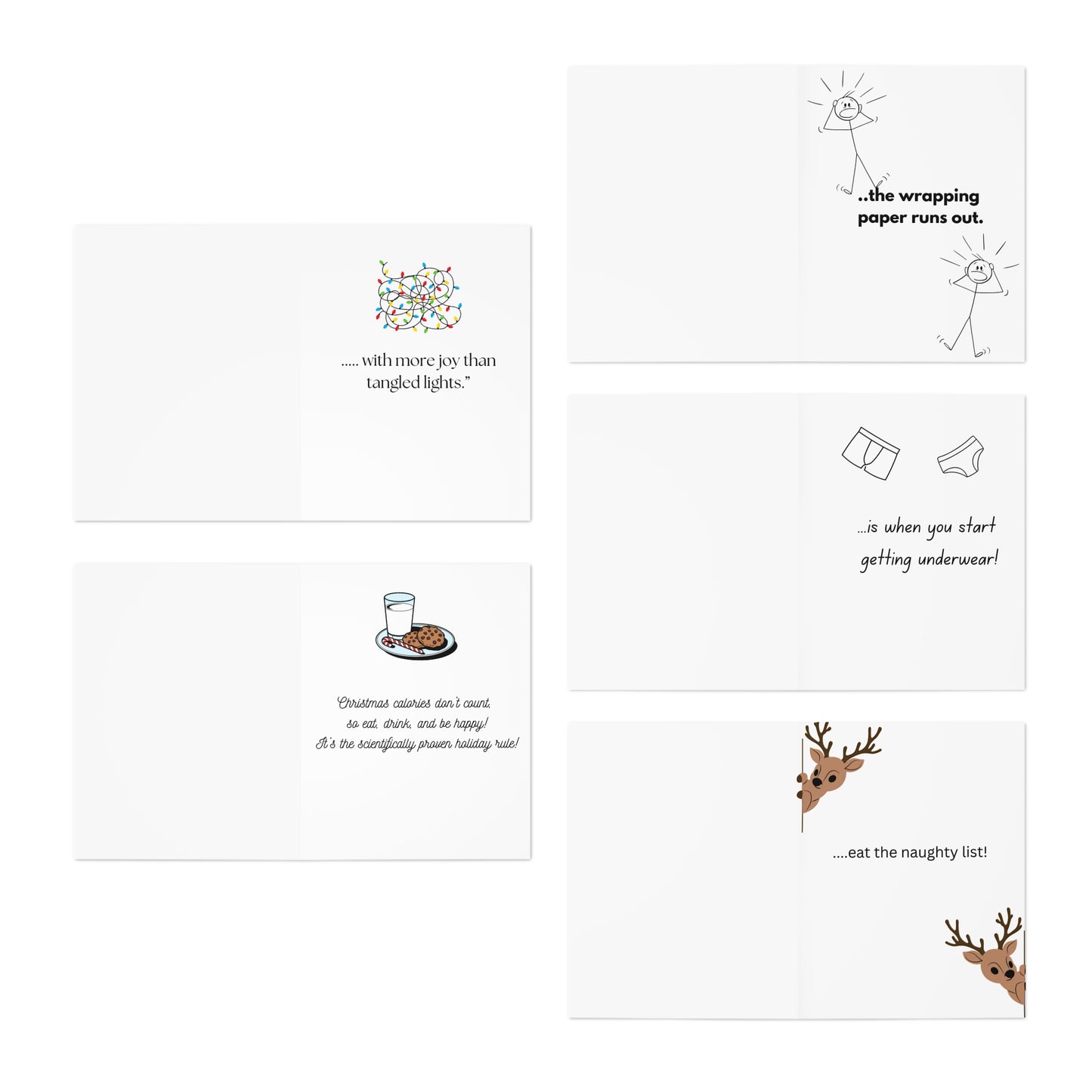 Christmas Theme Greeting Cards (5-Pack)