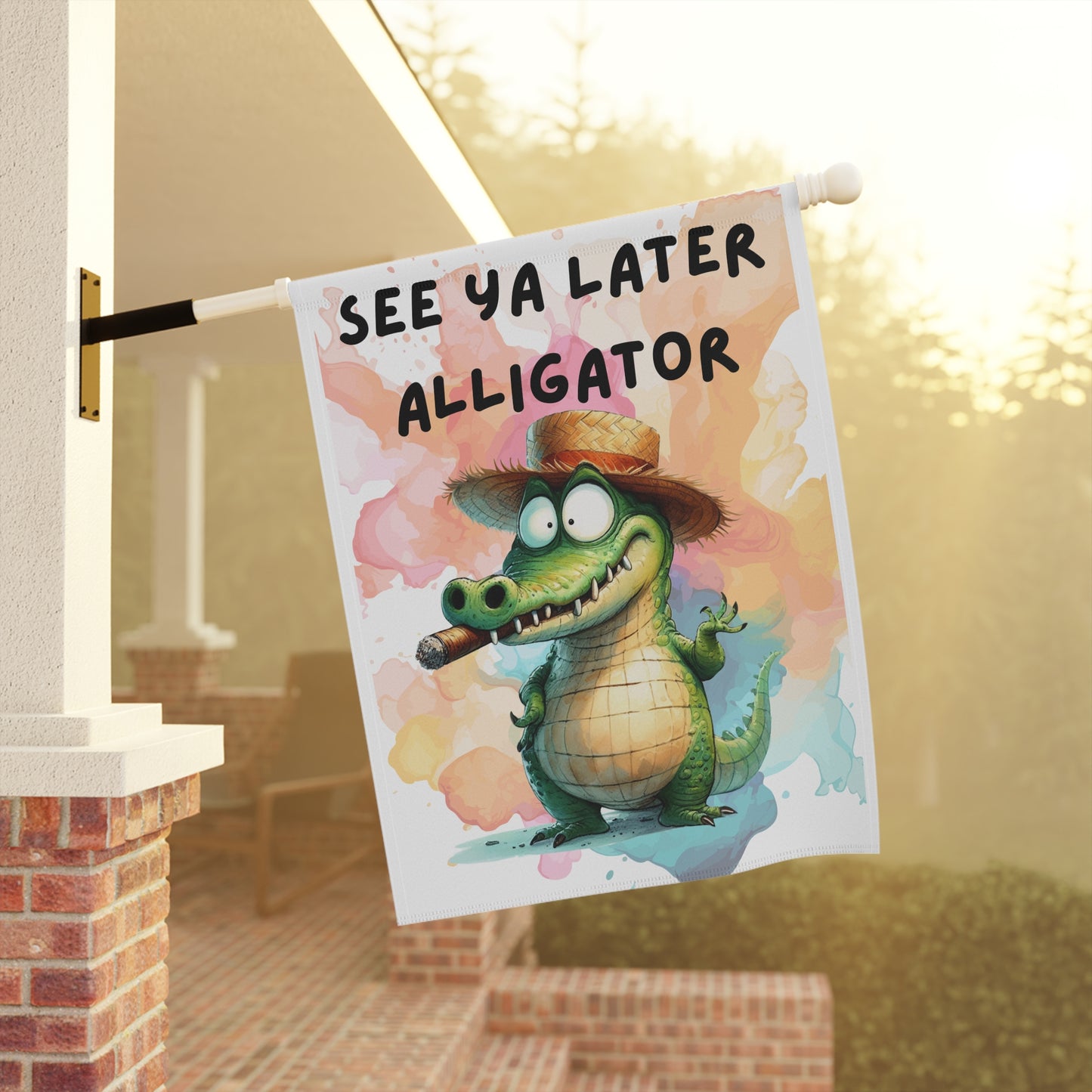 Garden Banner, Summer Decoration, Outdoor Yard Sign, Cute Alligator Flag, Seasonal Accent for Home & Garden
