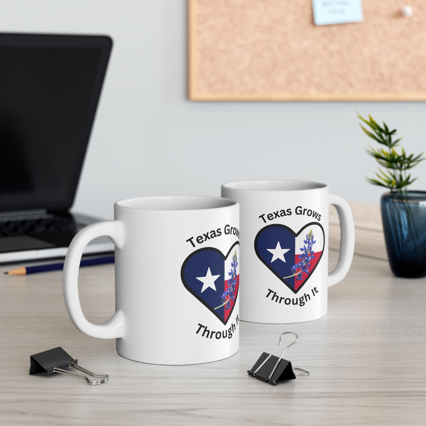 Texas Grows Through It – Wildflower Heart Mug