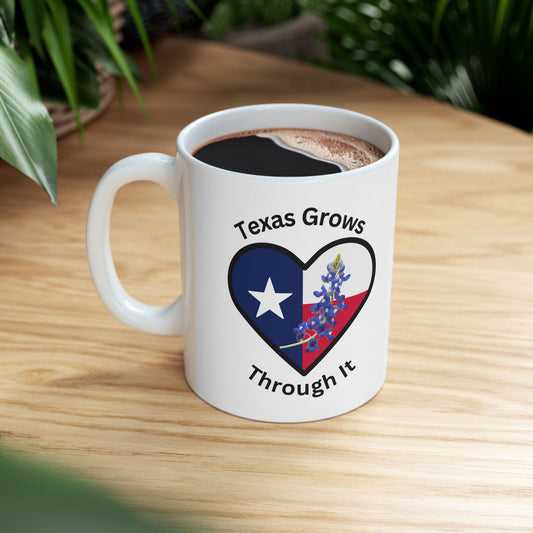 Texas Grows Through It – Wildflower Heart Mug