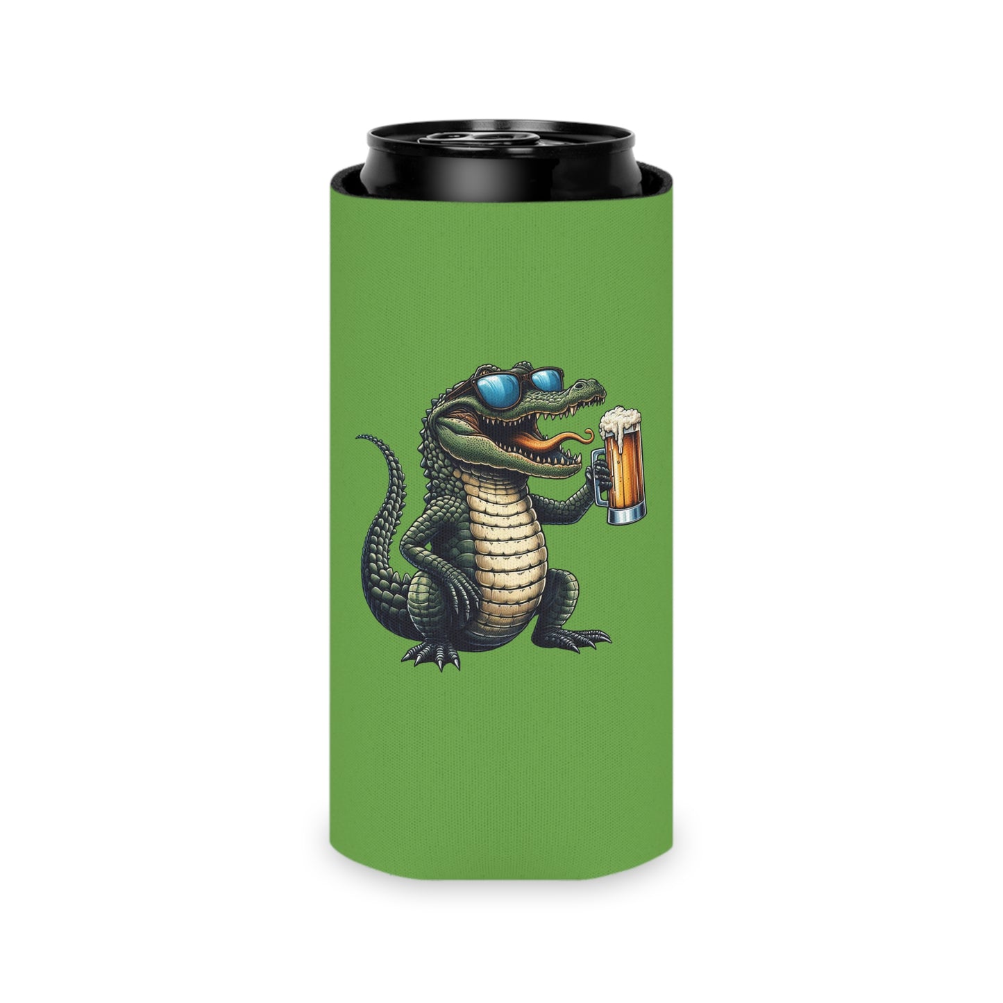 Can Cooler - Gator Drinking Beer for a Groovy Party