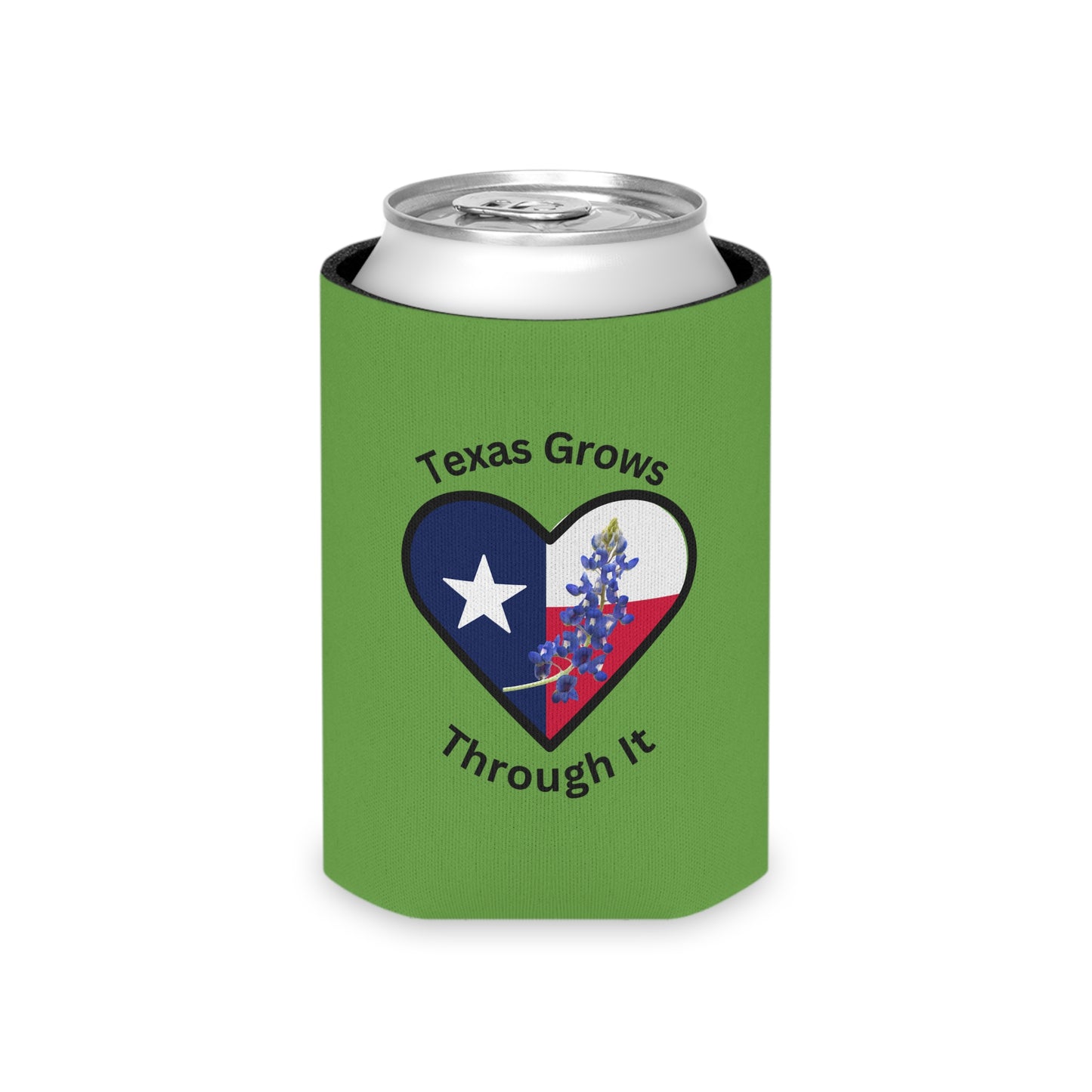 Texas Grows Through It – Wildflower Heart Tee Can Cooler