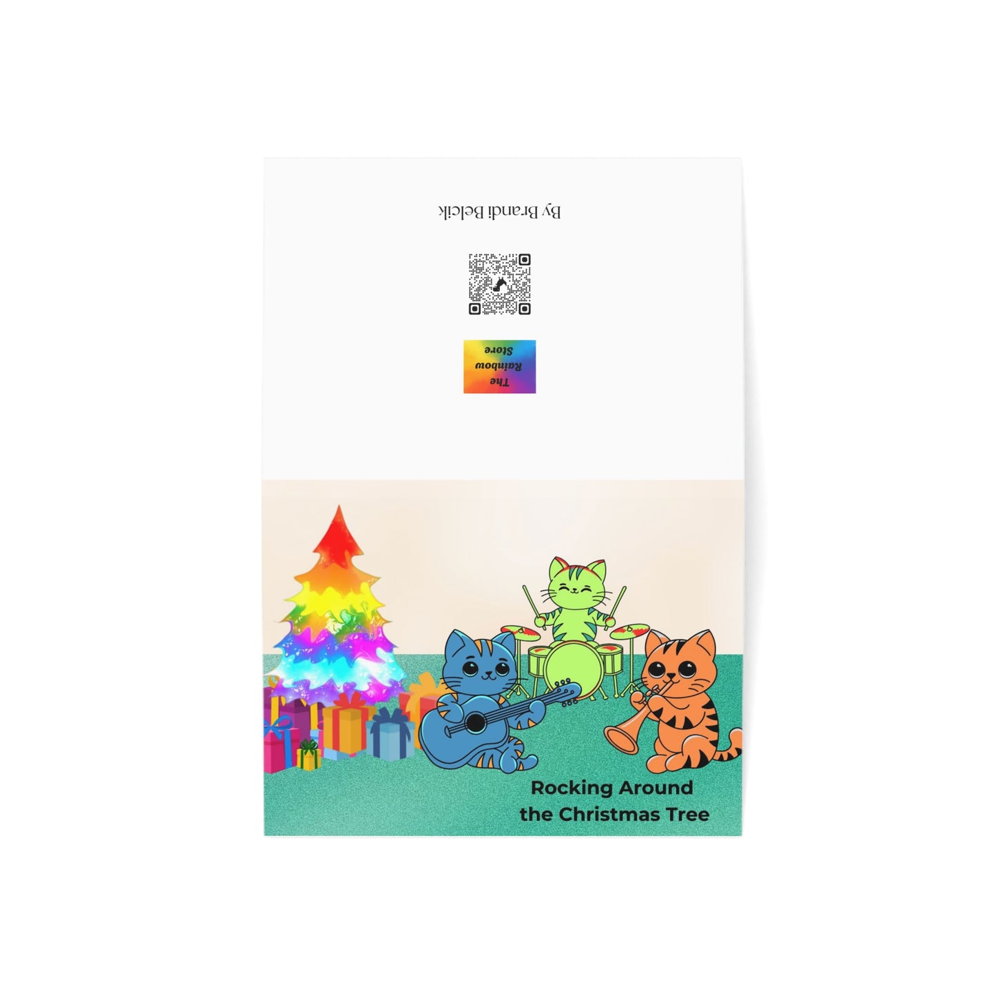 Greeting Cards - Rocking Around the Tree with Cat Band for Christmas (1, 10, 30, and 50pcs)