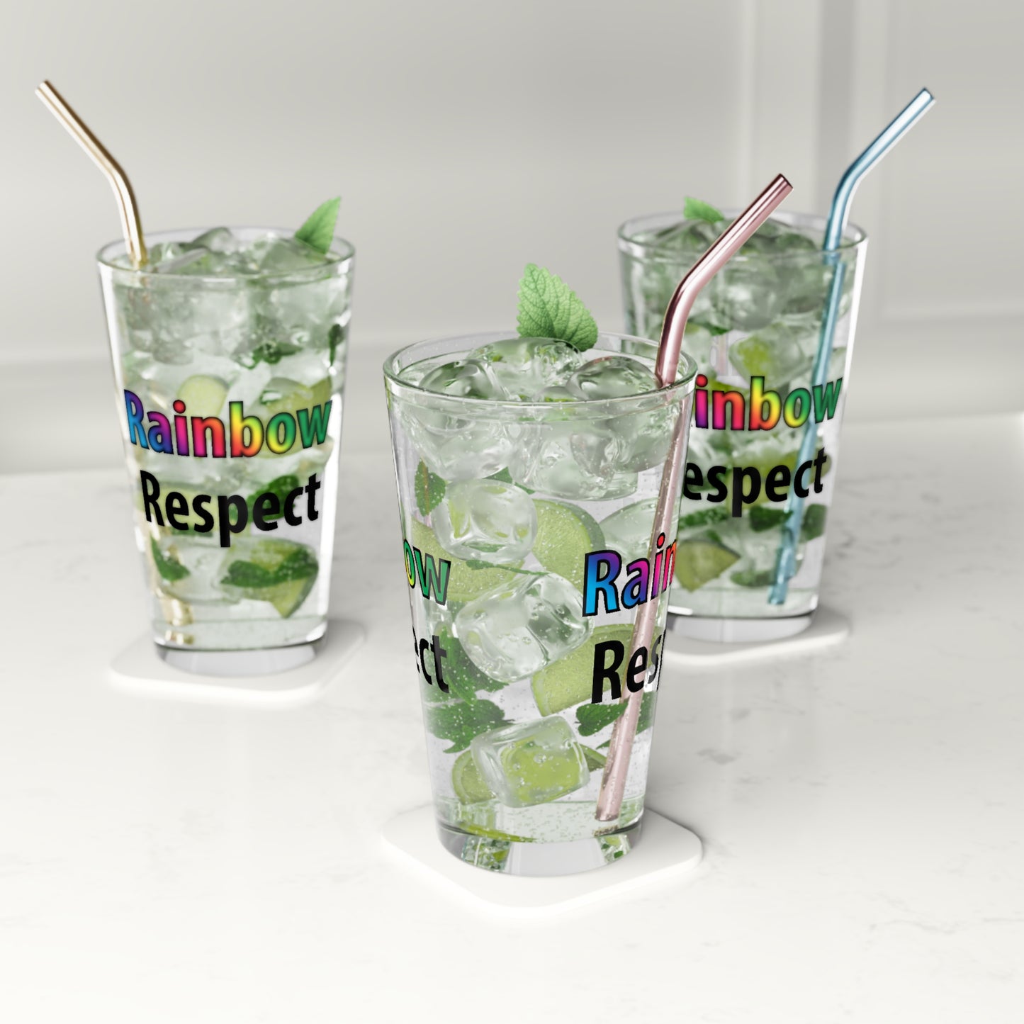 🥤 Rainbow Respect – 16 oz Glass