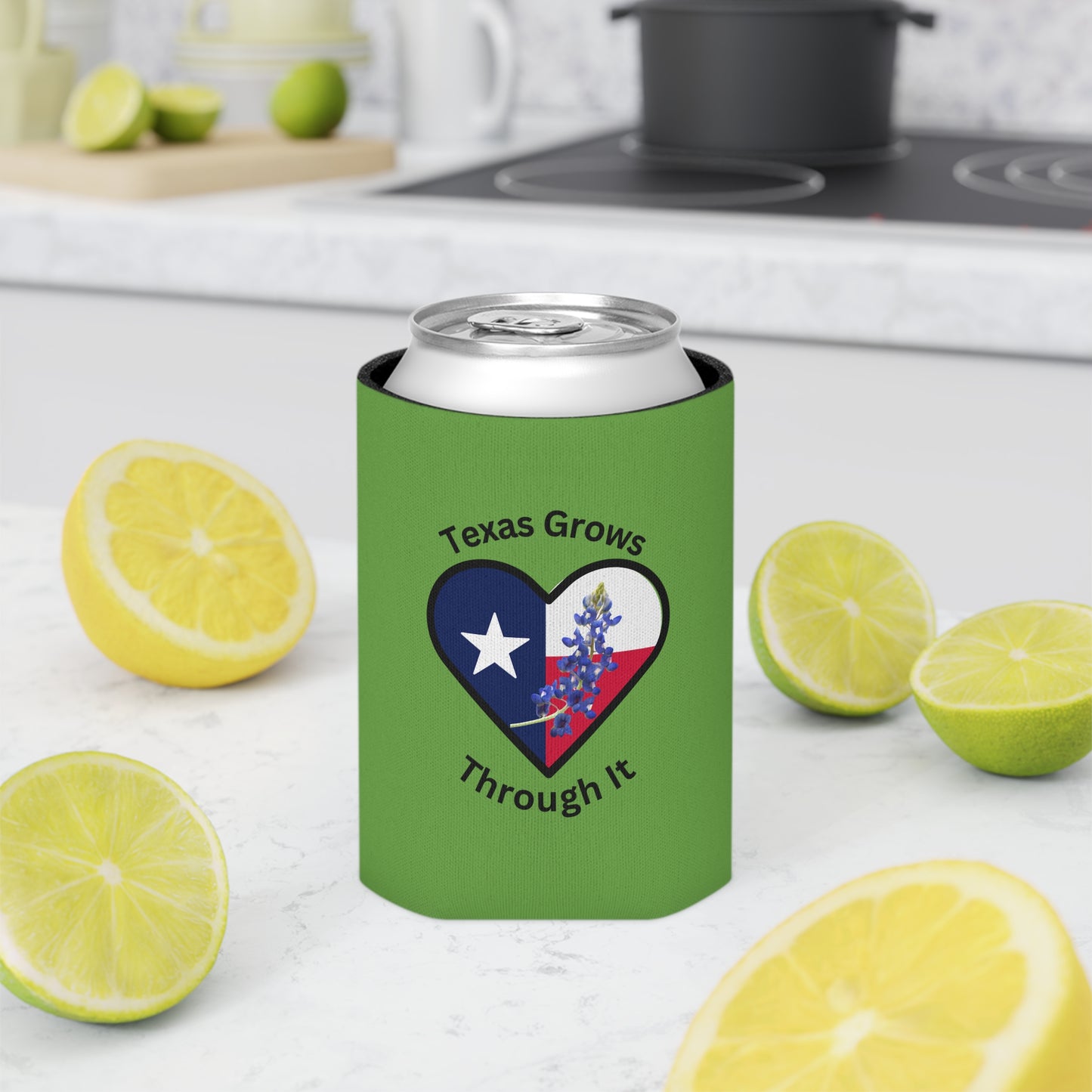 Texas Grows Through It – Wildflower Heart Tee Can Cooler