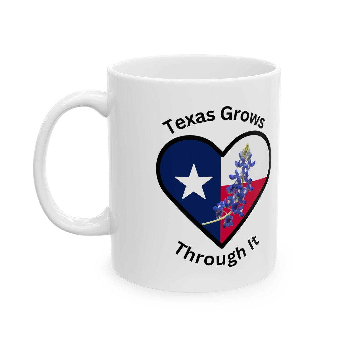Texas Grows Through It – Wildflower Heart Mug