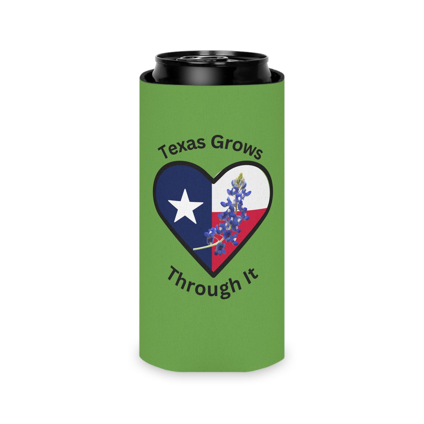 Texas Grows Through It – Wildflower Heart Tee Can Cooler