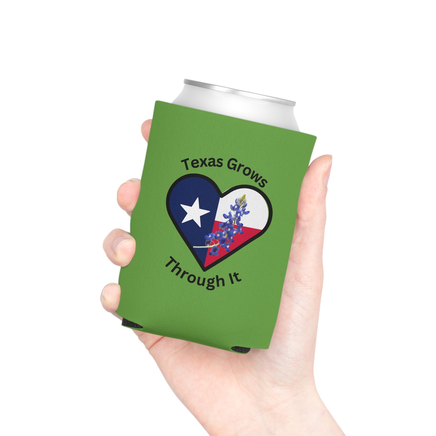 Texas Grows Through It – Wildflower Heart Tee Can Cooler