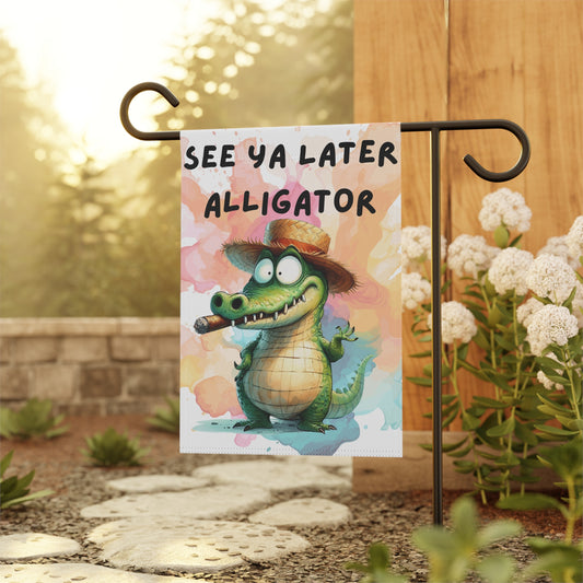 Garden Banner, Summer Decoration, Outdoor Yard Sign, Cute Alligator Flag, Seasonal Accent for Home & Garden