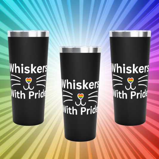 Cat Lover's Vacuum Insulated Tumbler, 22oz, Funny Pet Gift, Whiskers With Pride, Personalized Drinkware, Coffee Cup, Cat Mom Present