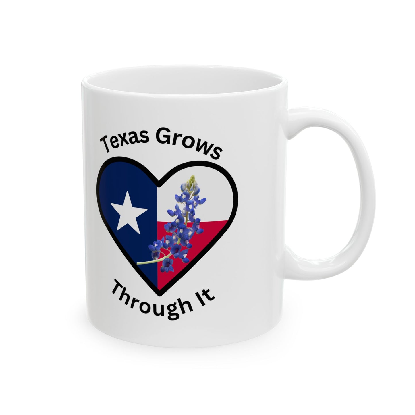 Texas Grows Through It – Wildflower Heart Mug