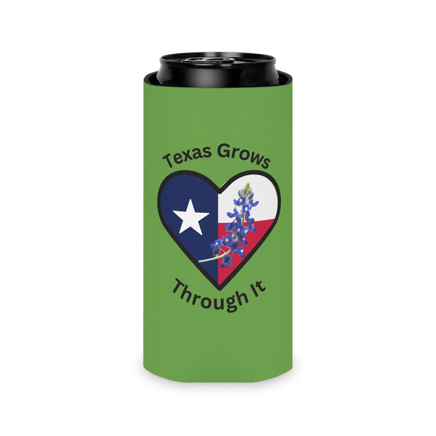 Texas Grows Through It – Wildflower Heart Tee Can Cooler